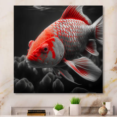 Bay Isle Home Black And Red Tropical Fish I On Metal Print | Wayfair